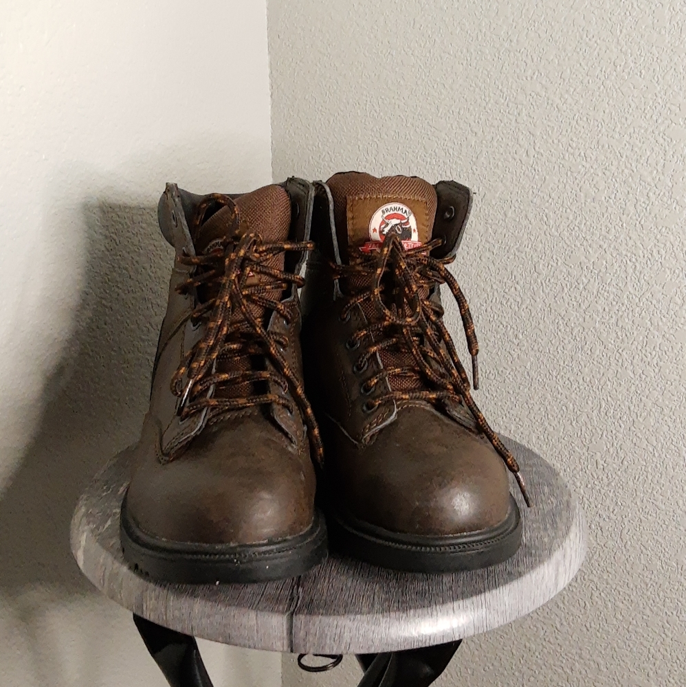 Brahma Brown Leather Steel Toe Work Boots - Picture 2 of 8